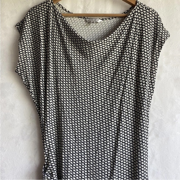 CAbi Monroe Stretch Cowl Neck Black Cream Print Dress Womens Medium M Style #614 - Picture 4 of 7